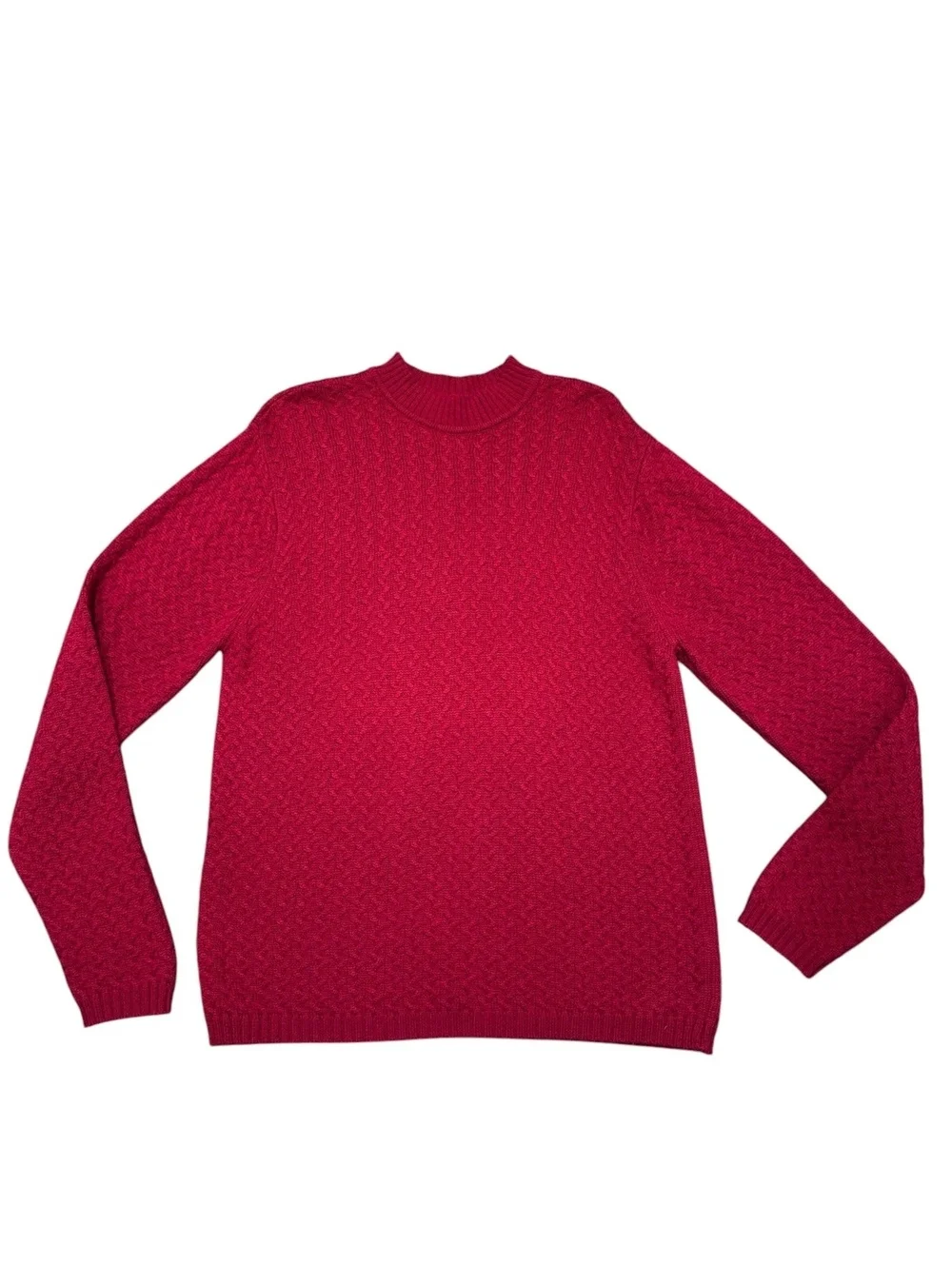 Alex Cannon Men’s M Red Wool Blend Textured Knit Crewneck Pullover Sweater